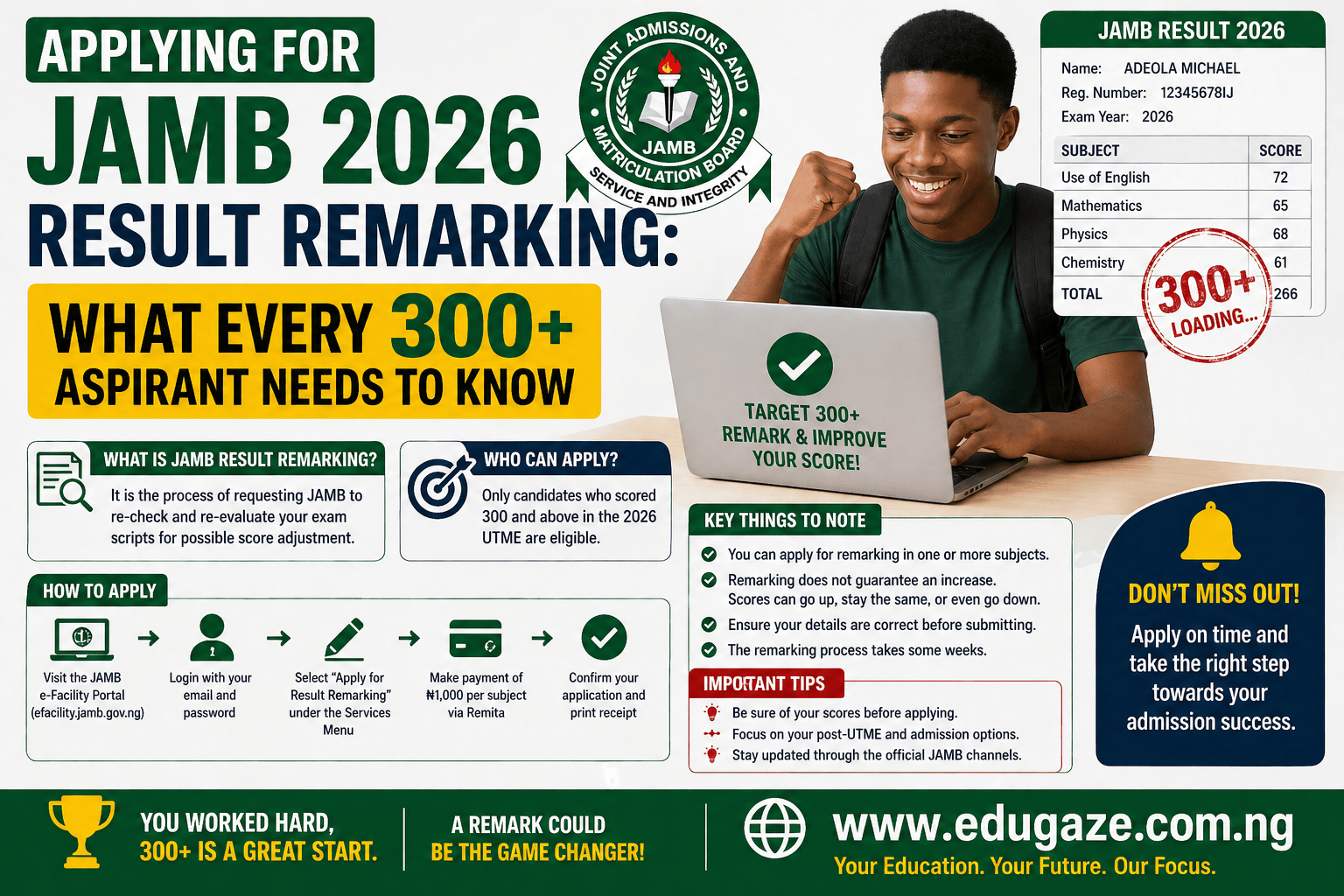 Applying for JAMB 2026 Result Remarking: What Every 300+ Aspirant Needs to Know