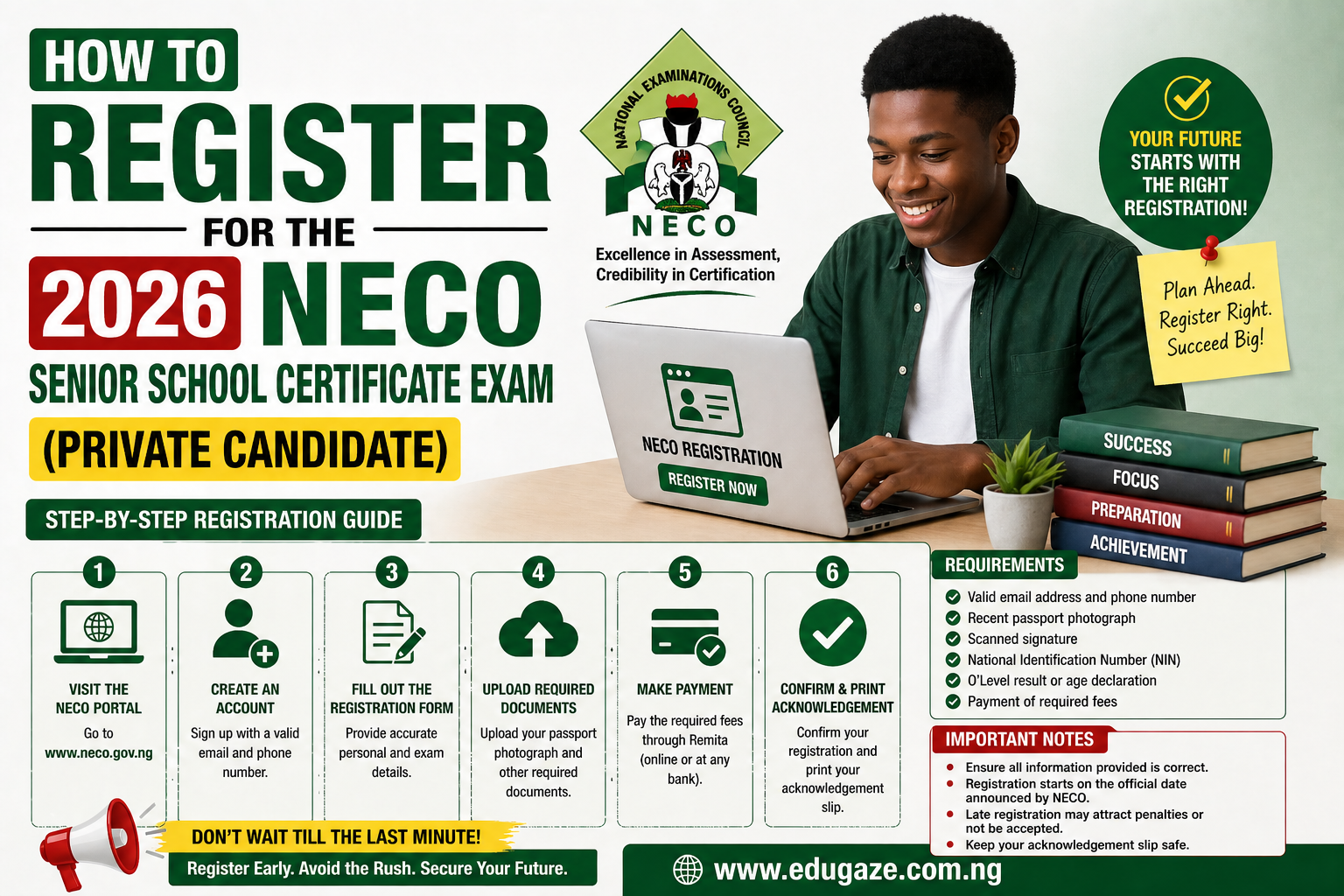 How to Register for the 2026 NECO Senior School Certificate Exam (Private Candidate)