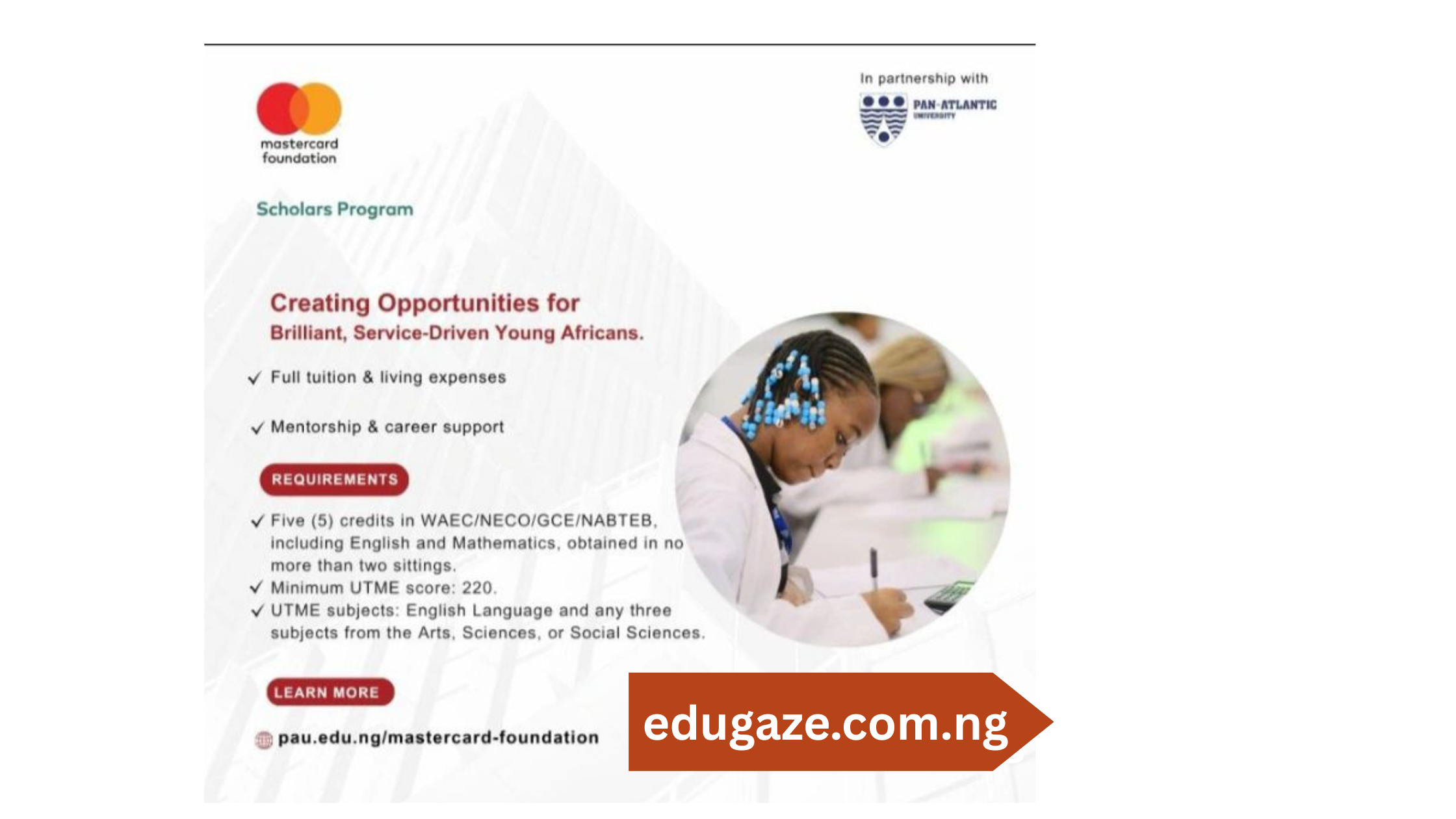 Mastercard Foundation Scholars Program at Pan-Atlantic University 2026: Fully Funded Opportunity for Young Africans
